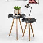 Kit 2 Mesa Lateral Lisa Mdf Preto | Aço Preto - Sallar Home